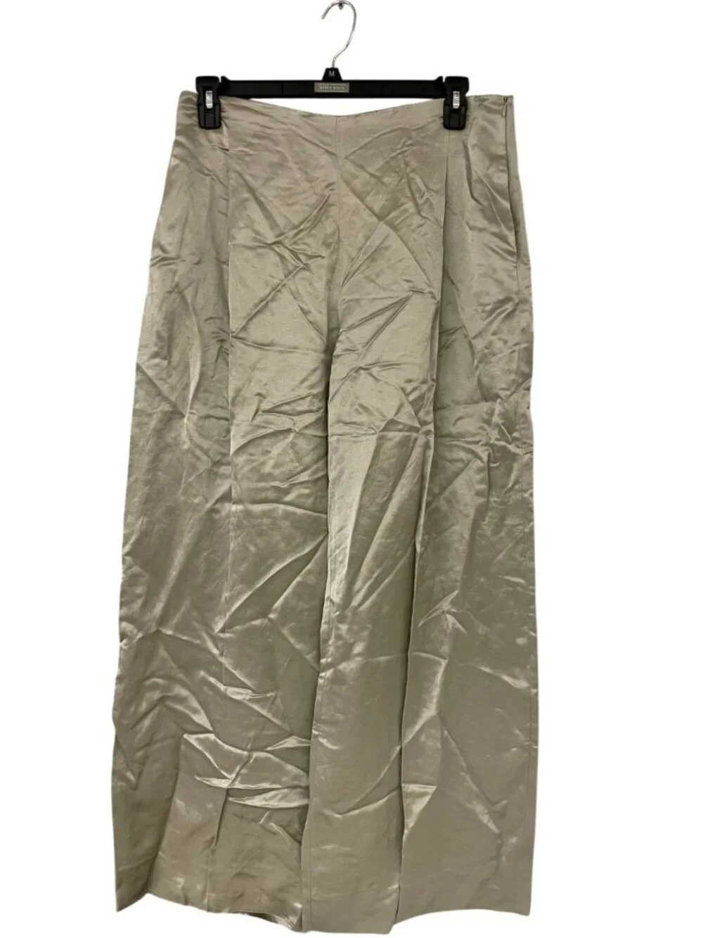 Zara ZW Womens Wide Leg Pants Satin Trousers XL Silver High Waist 8356/676 NWT